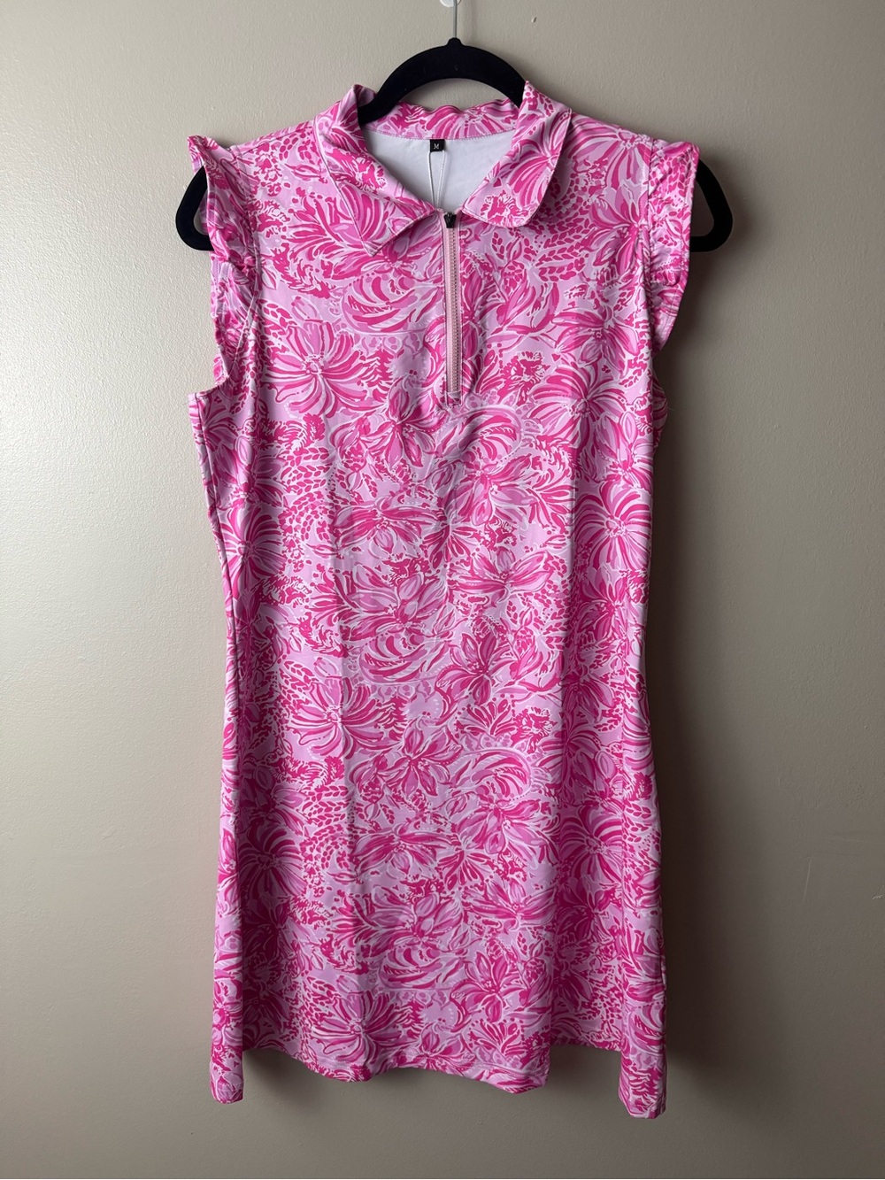 NWT Soneven Pink Floral Sleeveless Polo Dress Medium